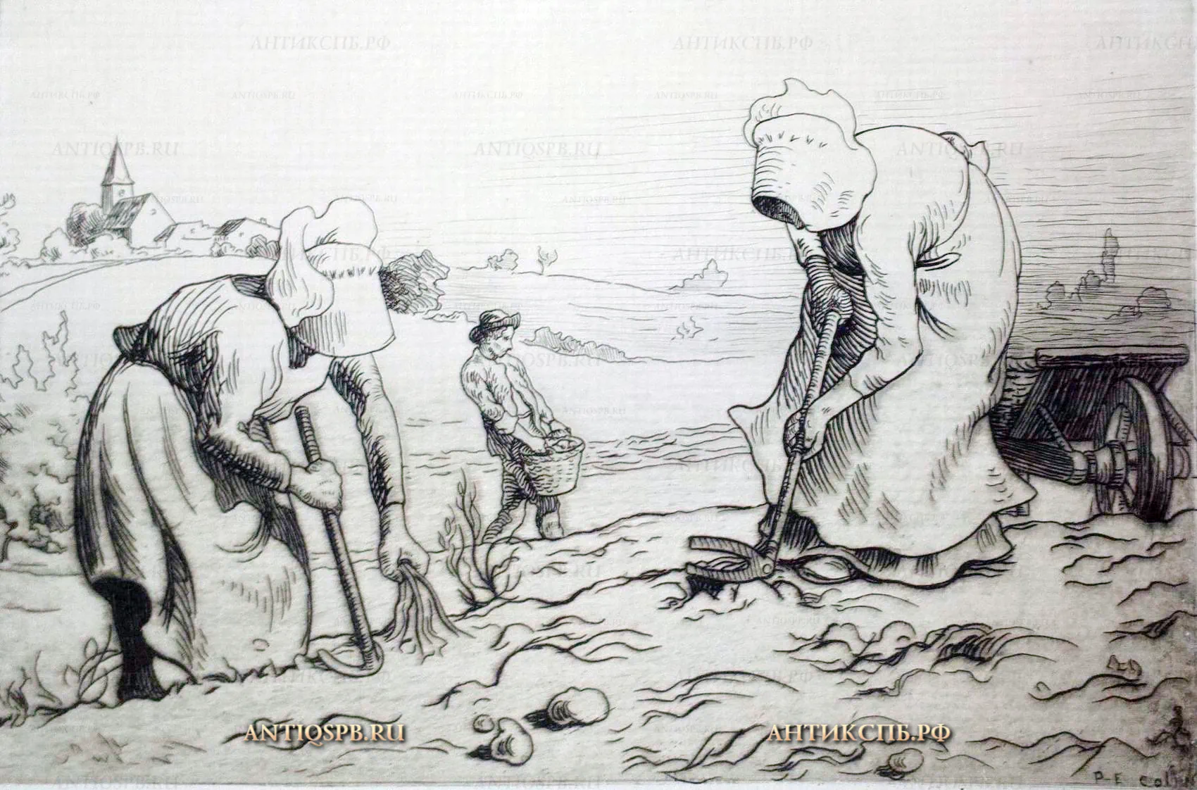 Офорт "Крестьяне". №17339.31